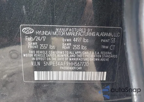 2017 Hyundai Sonata Sport from USA, damaged, VIN 5NPE34AF9HH567720